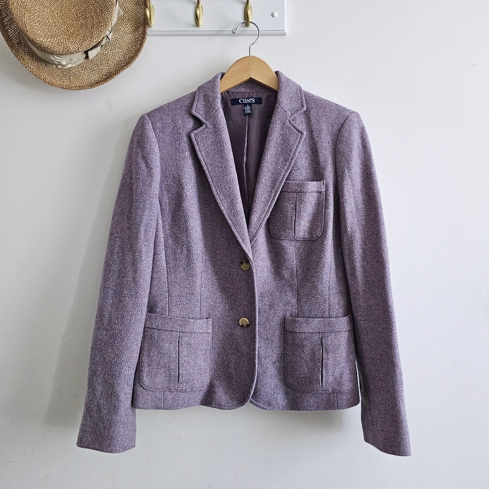 CHAPS Women’s Wool Blend Tailored Blazer Jacket Lavender Purple Size 12